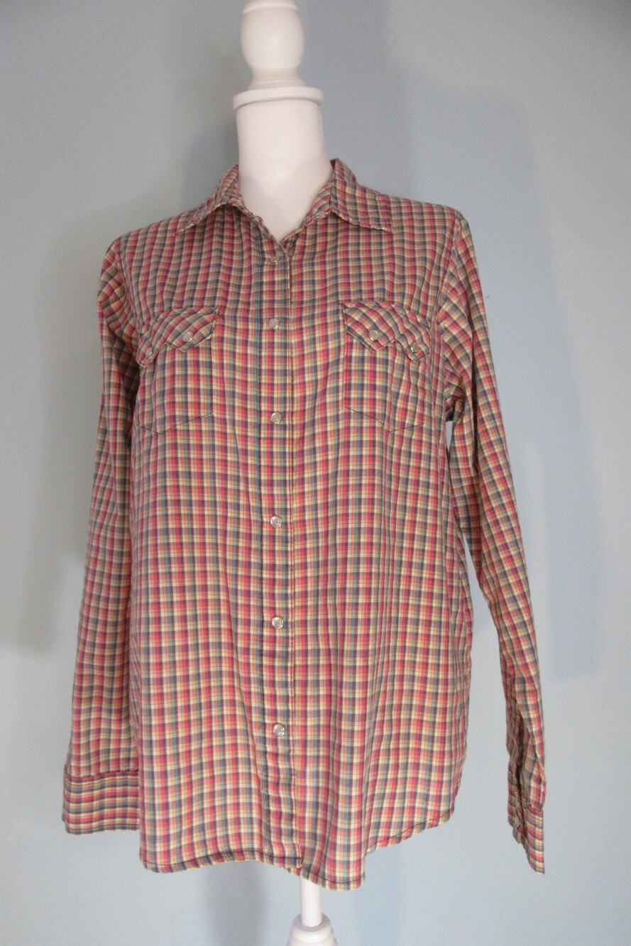 Wrancher By Wrangler Plaid Pearl Snap Women's XL Western Long Sleeve Shirt